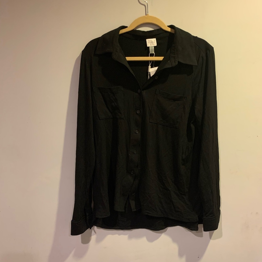 Large cupio button up black shirt NWT